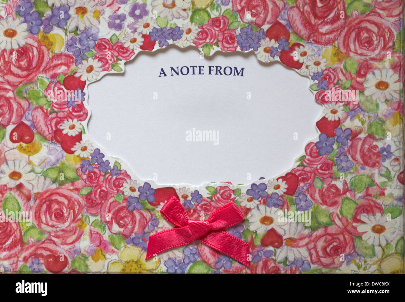 hearts & roses personalised note card box A note from blank Stock Photo Alamy