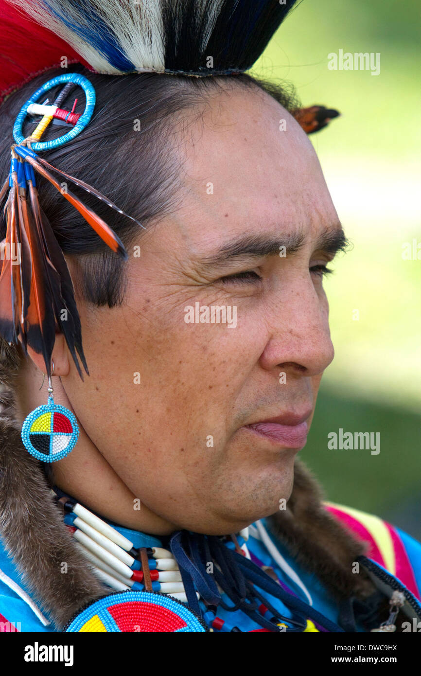 Blackfoot Indian at the Blackfoot Arts and Heritage Festival, Waterton Park, Waterton Lakes National Park, Alberta, Canada. Stock Photo