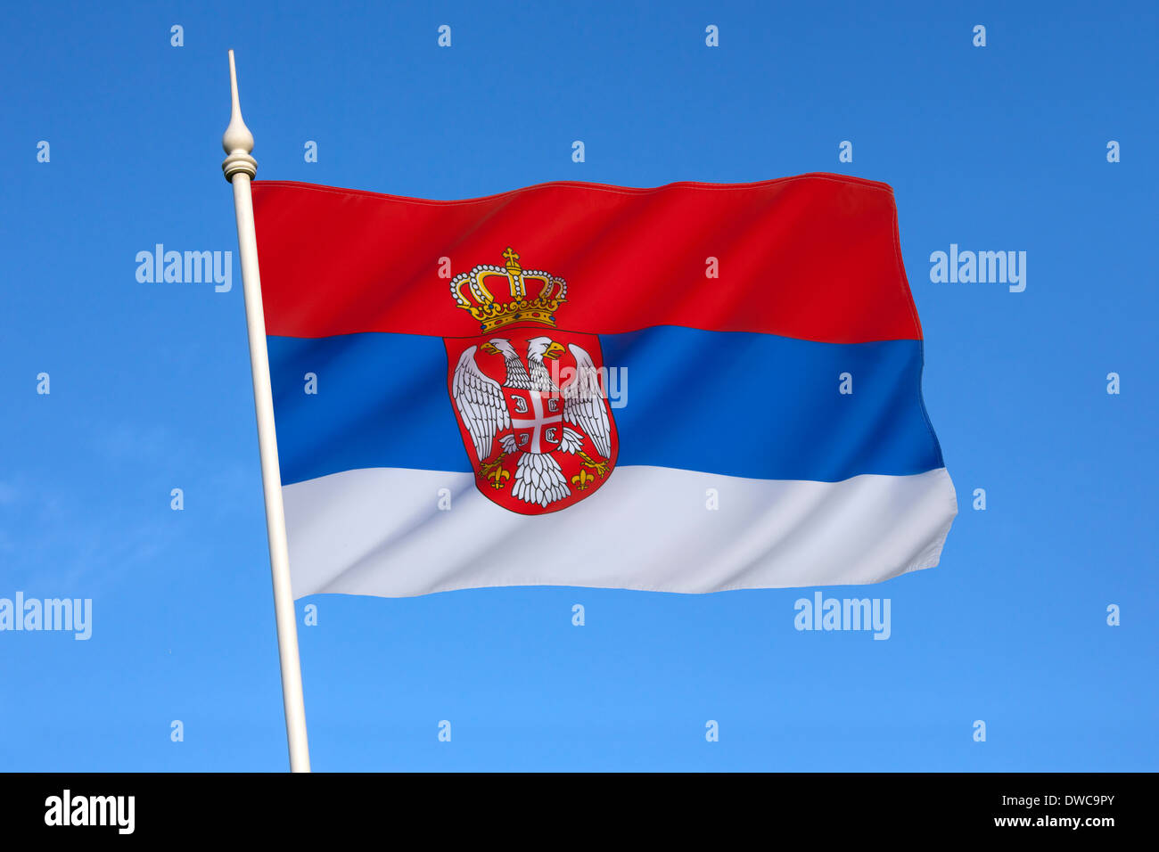 Flag of Serbia Stock Photo