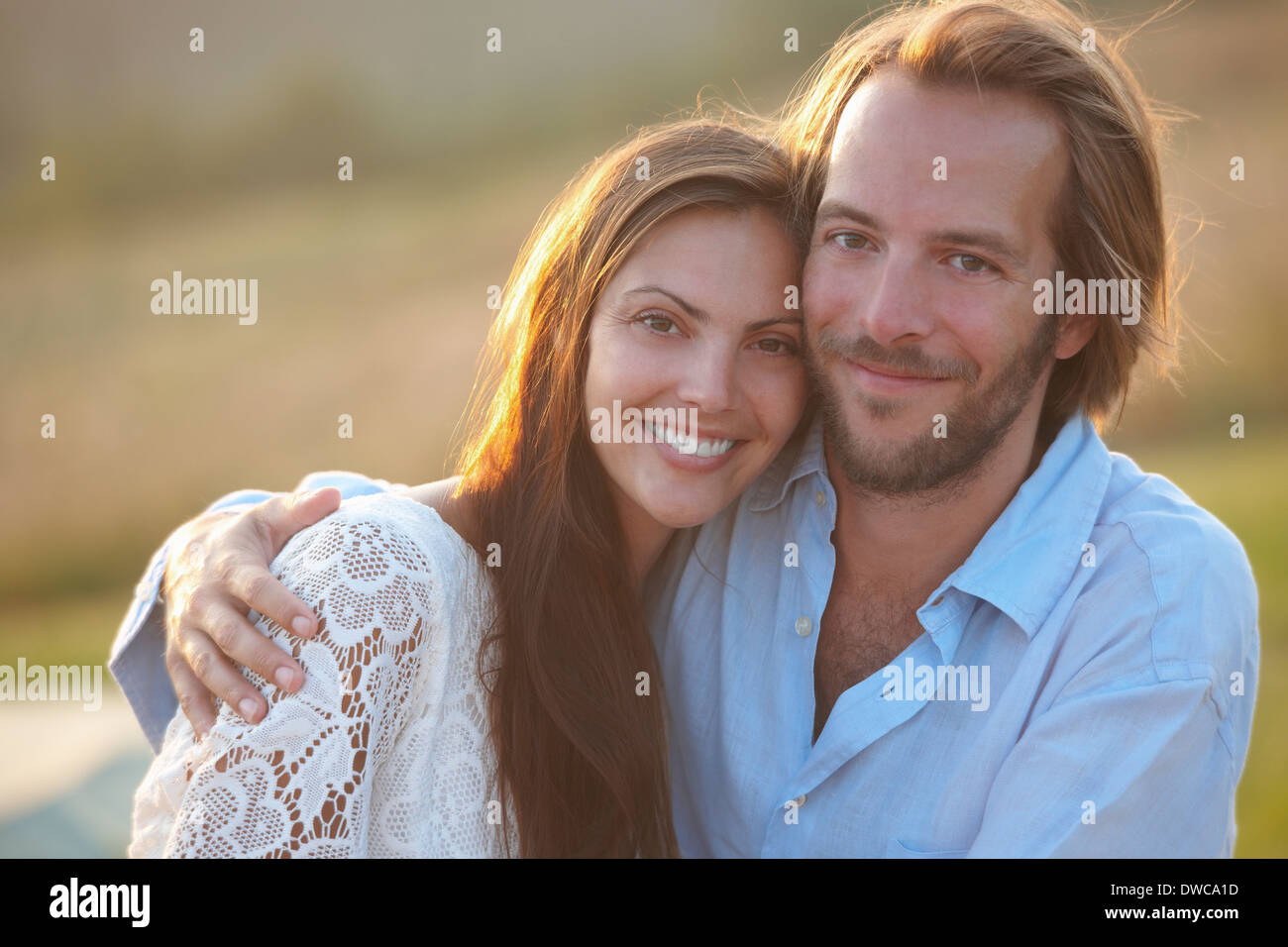 Portrait of mid adult couple outdoors Stock Photo