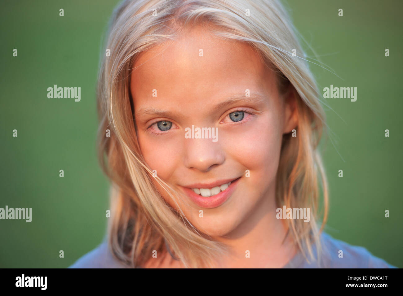 Close up portrait of girl with blond hair Stock Photo