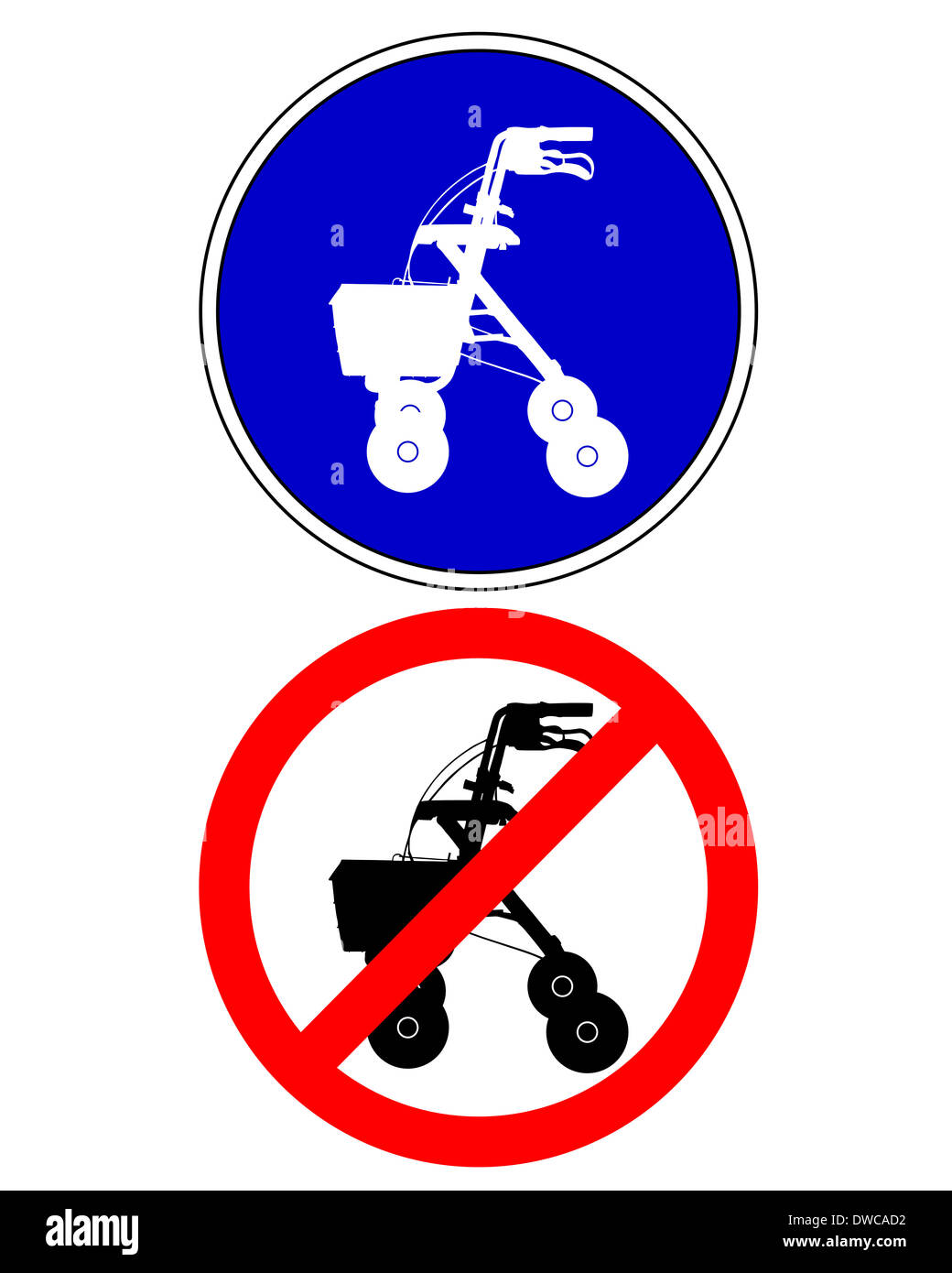 Walking frame traffic signs Stock Photo Alamy