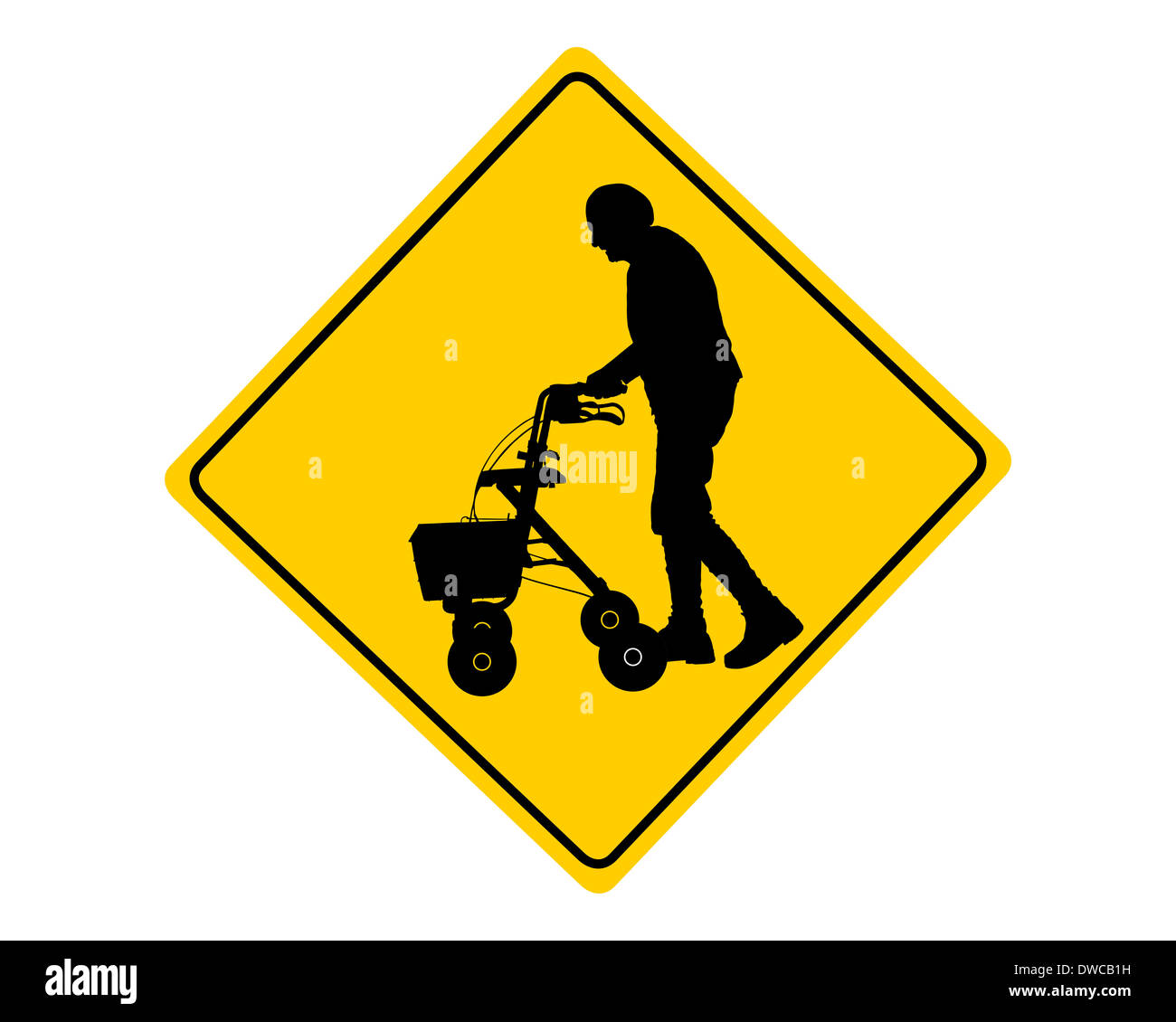 People with rollator warning sign Stock Photo Alamy
