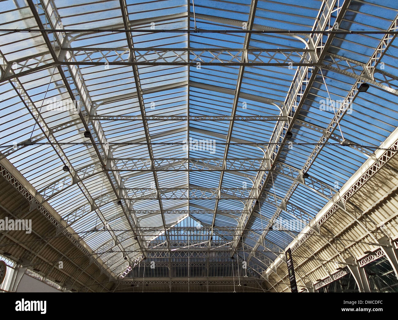 Renovated glass roof - Gare de Lyon, Paris France Stock Photo