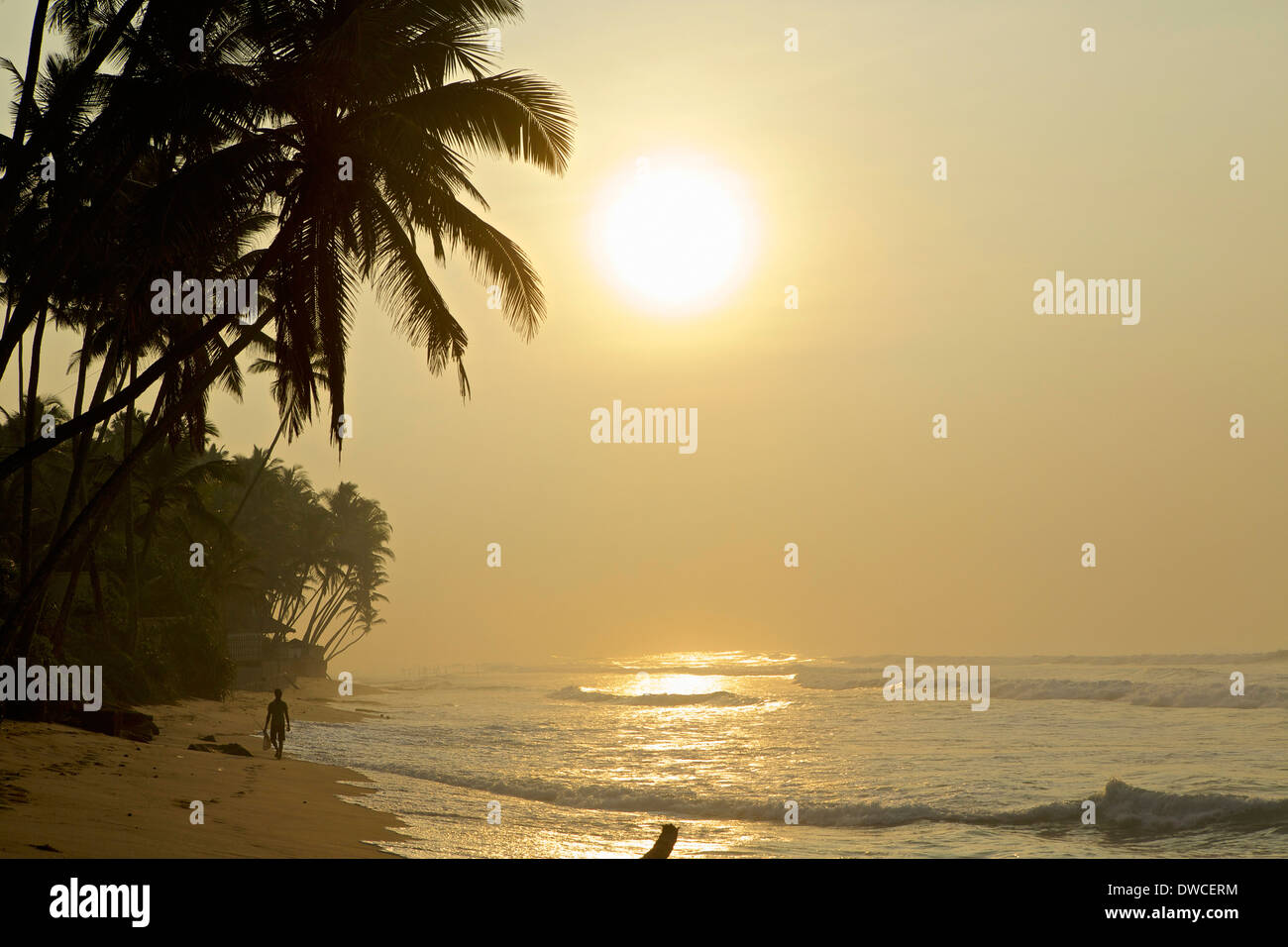 Tranquil beach in morning light, Galle, Sri Lanka, Asia Stock Photo