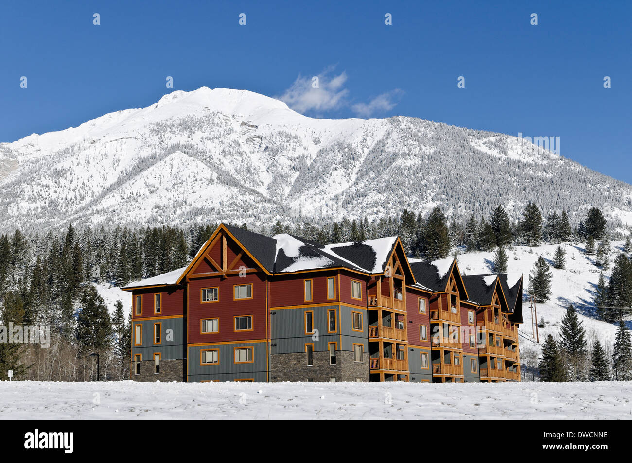 Condominiums, Winter, Canmore, Alberta. Canada Stock Photo Alamy