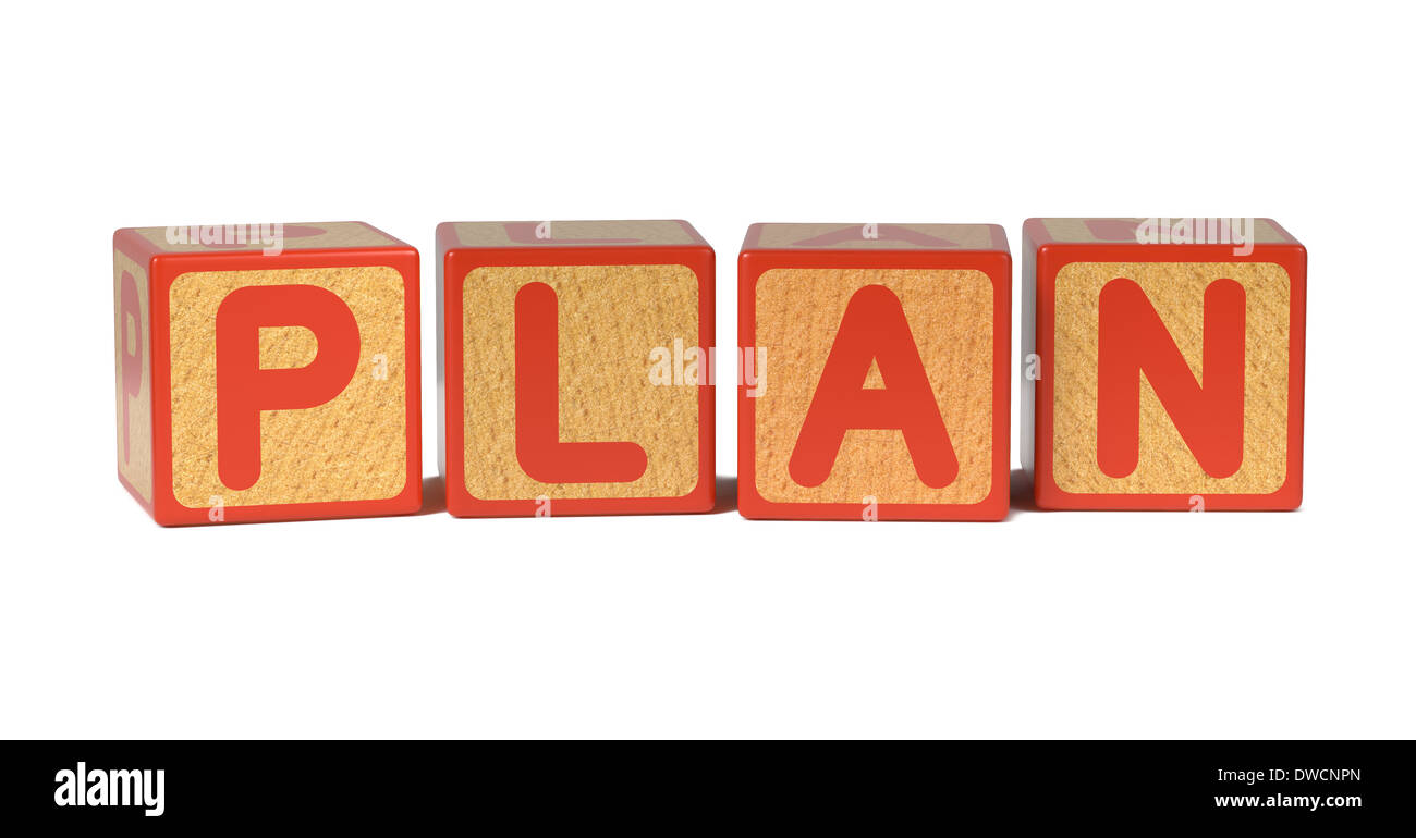 Plan - Colored Childrens Alphabet Blocks. Stock Photo