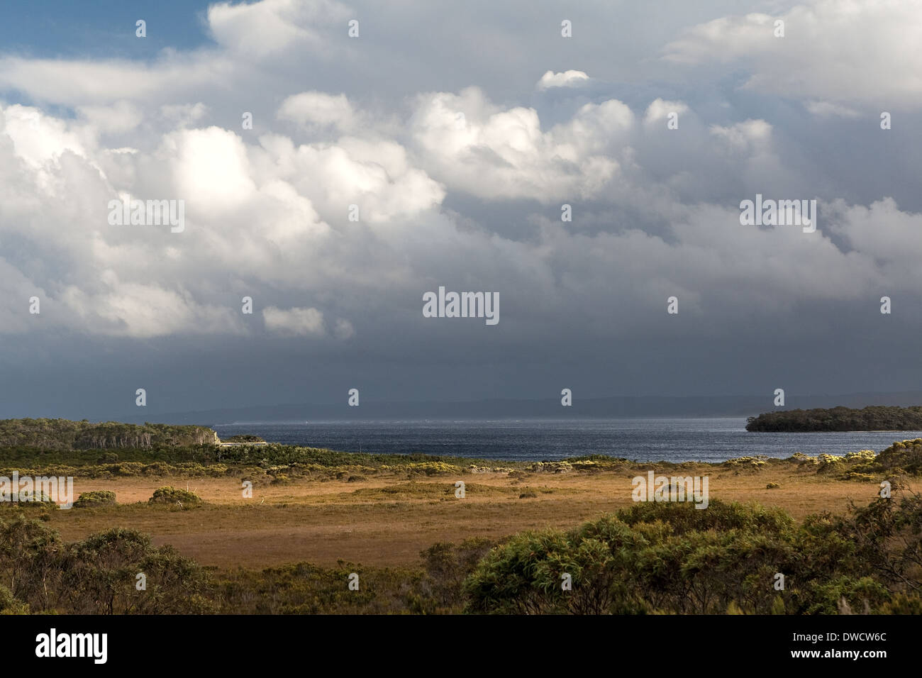 Hells Gates, Macquarie Harbour, from land Strahan, Tasmania, Australia