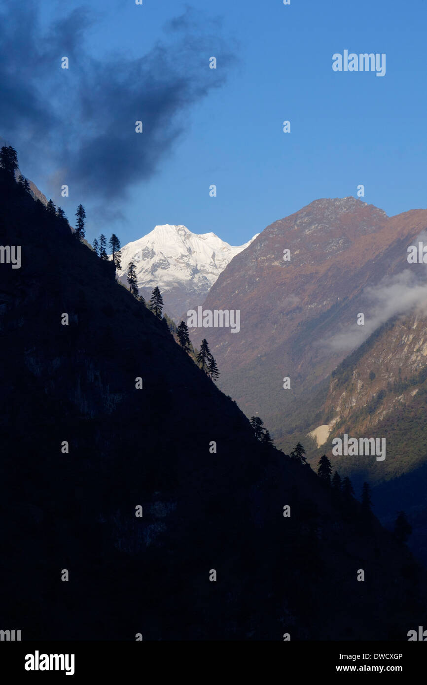 Ridge above the Dudh Khola Valley in the Gorkha region of Nepal. Stock Photo