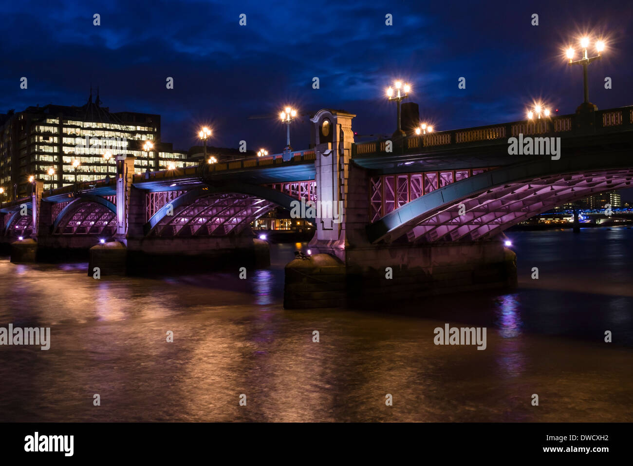Southwark Bridge at night, London. Stock Photo