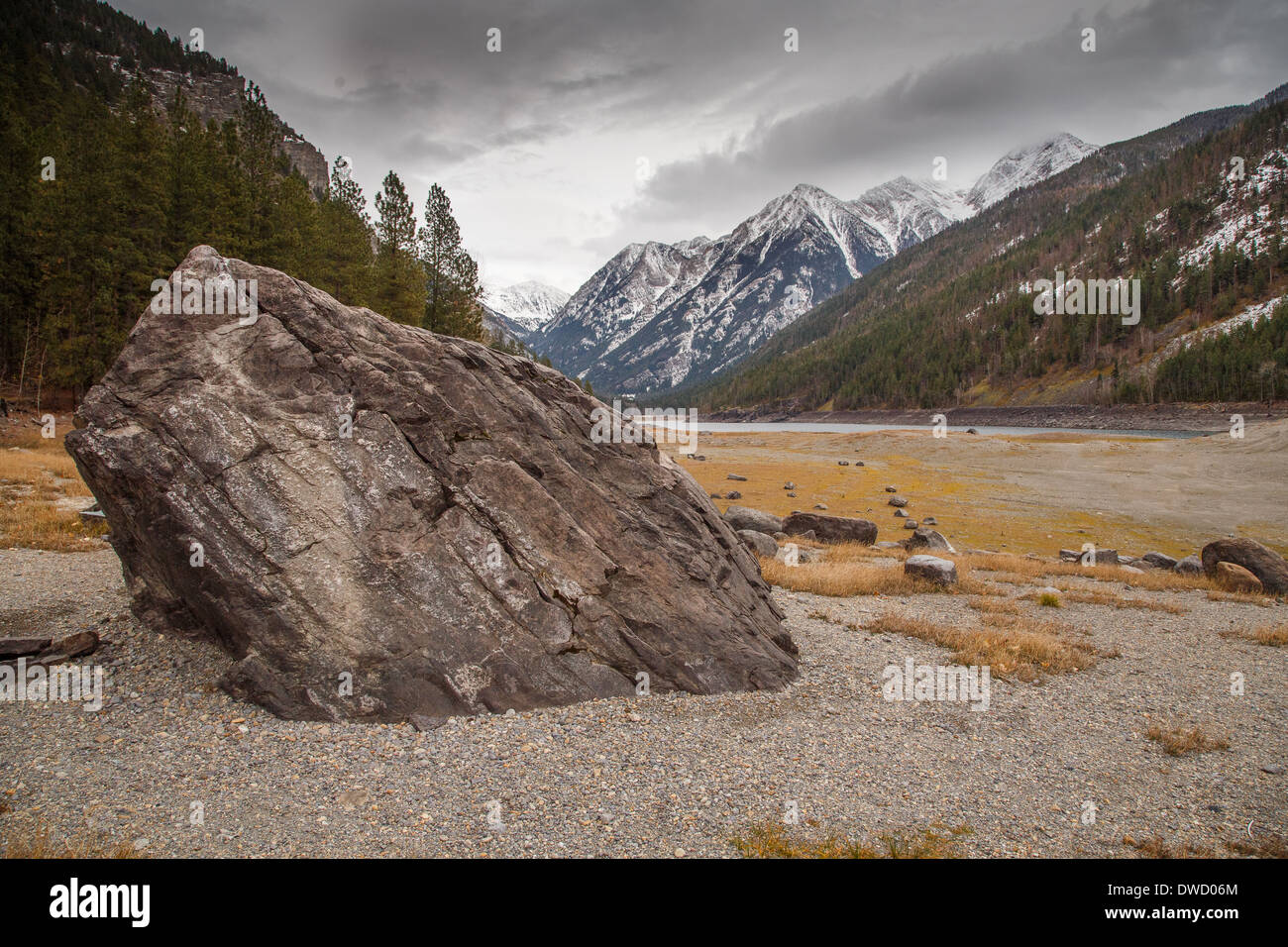 A lonely but rugged scene near the Mission Mountains Tribal Wilderness Stock Photo
