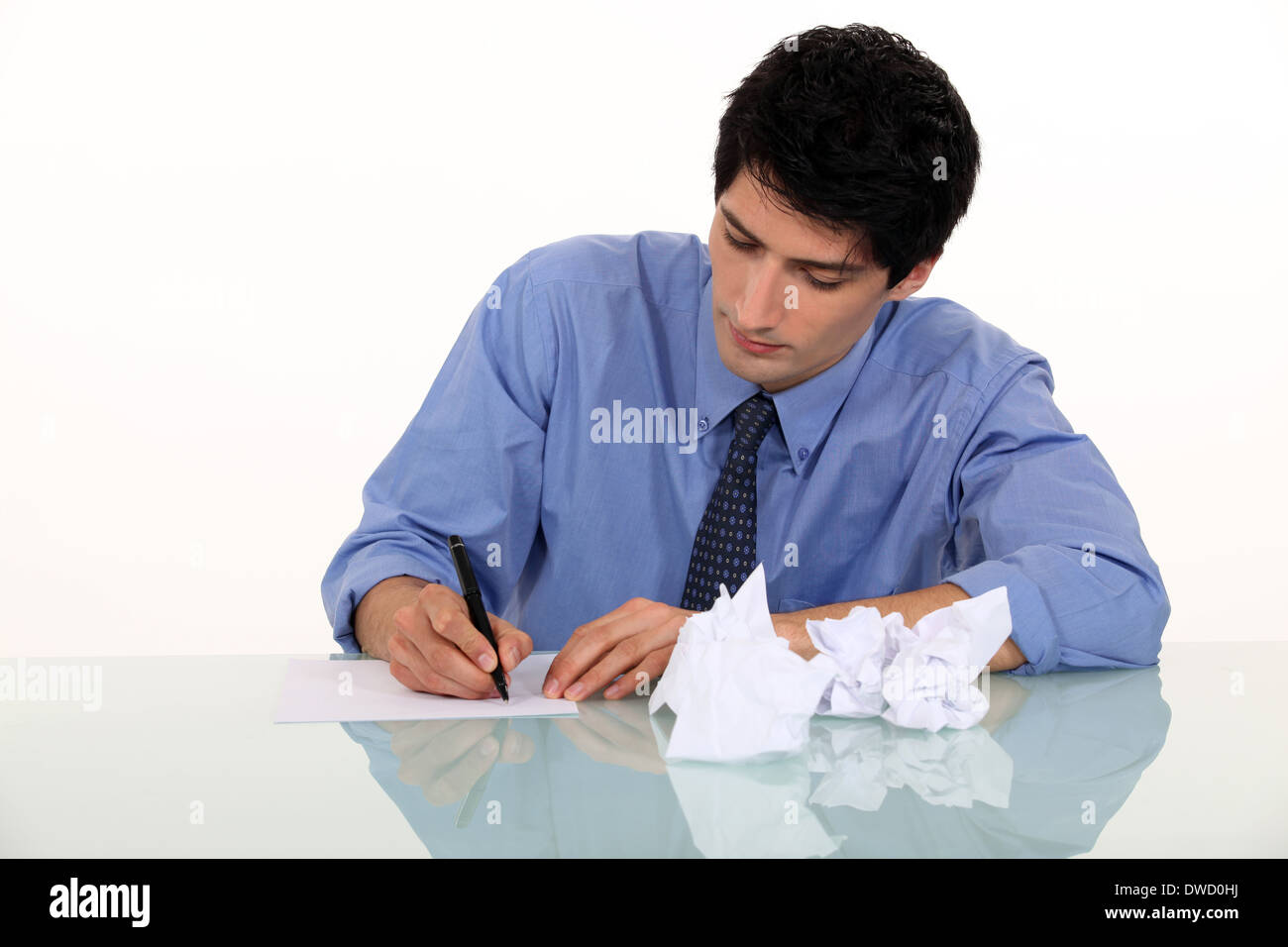 A Man Riting A Letter Man writing a letter Stock Photo - Alamy