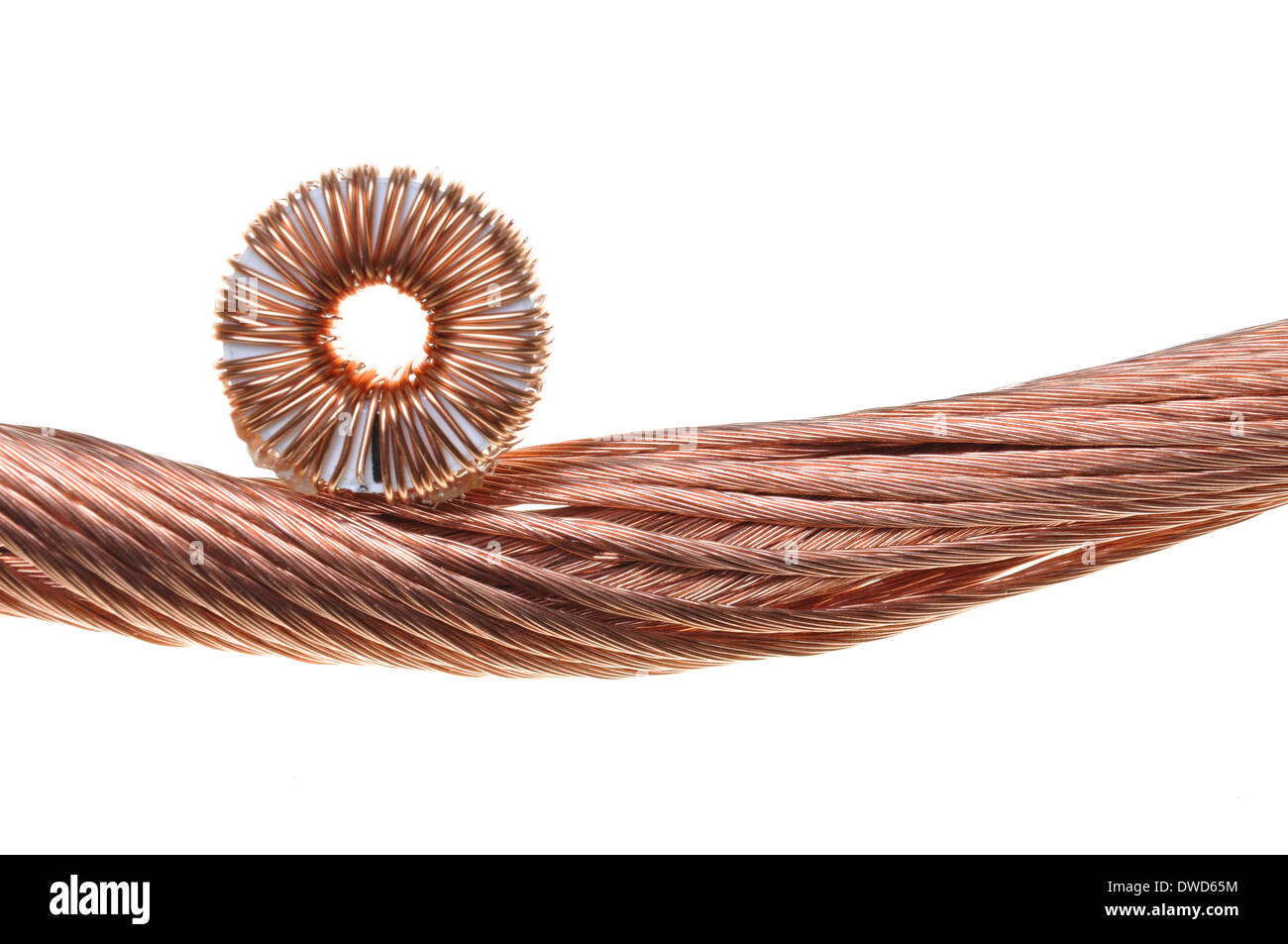 Copper coils and wires, the idea of electric energy consumption Stock