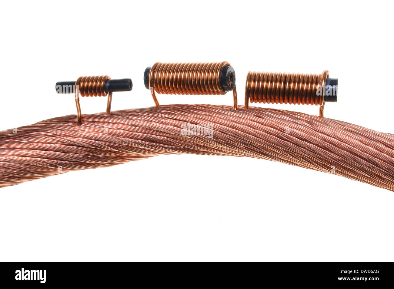 Copper coils and wires, the idea of electric energy consumption Stock