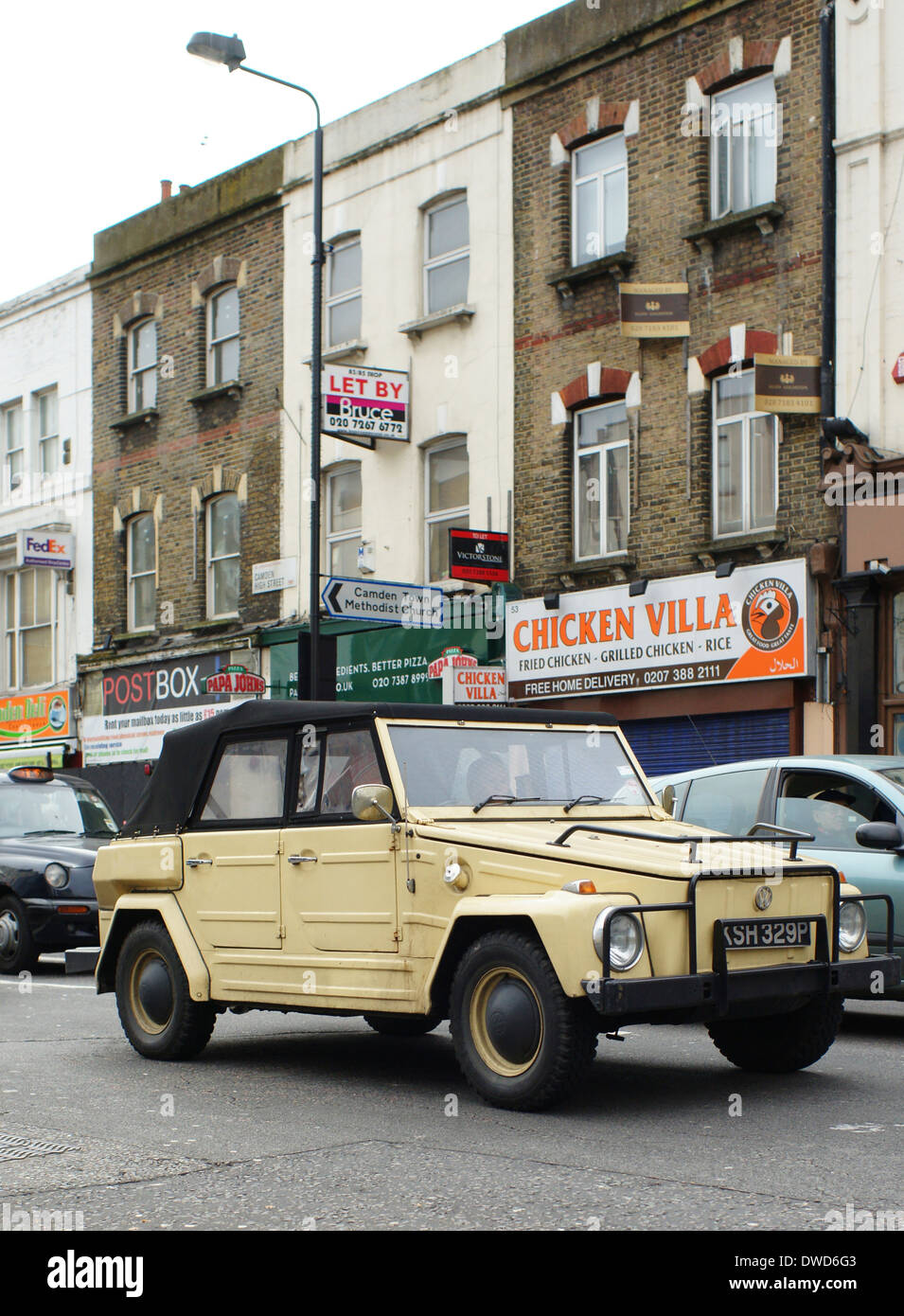 Volkswagen Kübelwagen or Trekker designed by Ferdinand Porsche in Camden High St Stock Photo