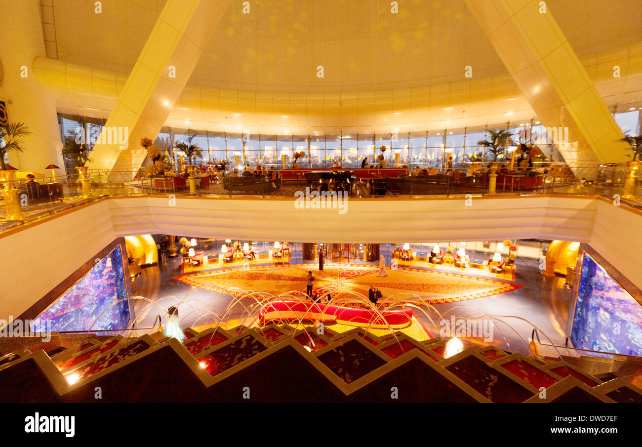 Burj Al Arab Hotel Interior Ornate Luxury In The Foyer Lobby On The
