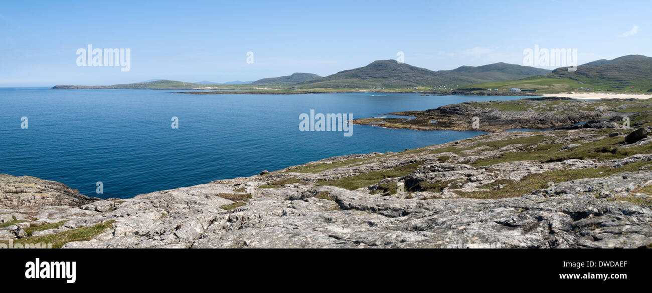 Beinn Mhartainn over Halaman Bay, Isle of Barra, Western Isles, Scotland, UK Stock Photo