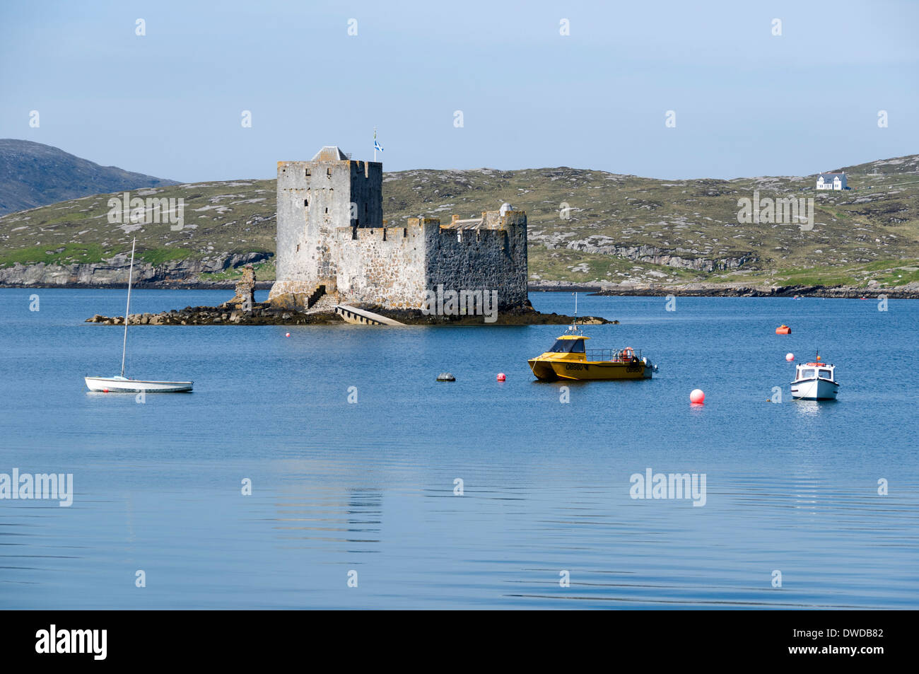 Kisimul Castle, Castlebay, Isle of Barra, Western Isles, Scotland.  Home of Clan MacNeil, currently leased to Historic Scotland. Stock Photo