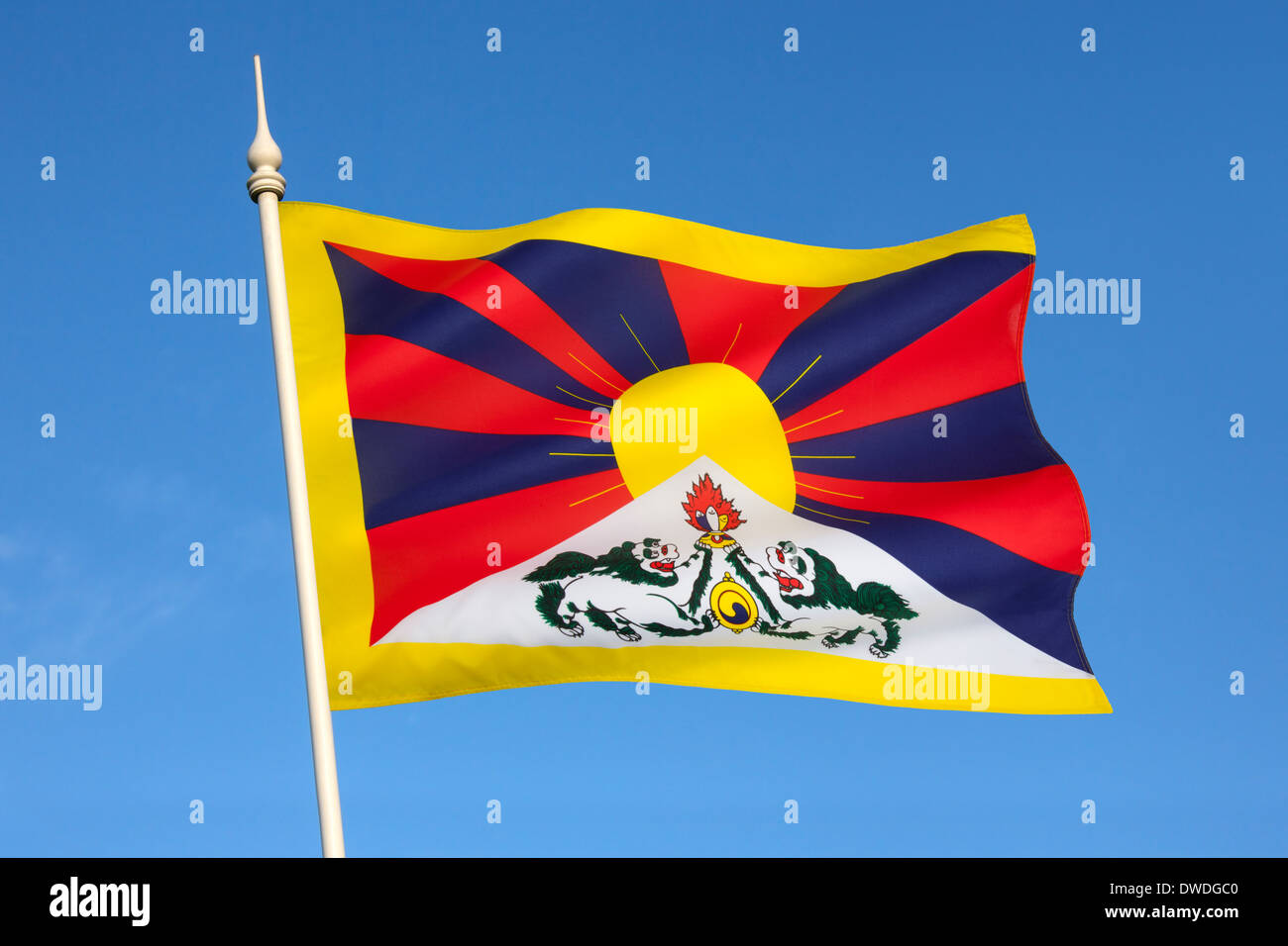 Tibetan Freedom Flag (snow lion flag) Stock Photo