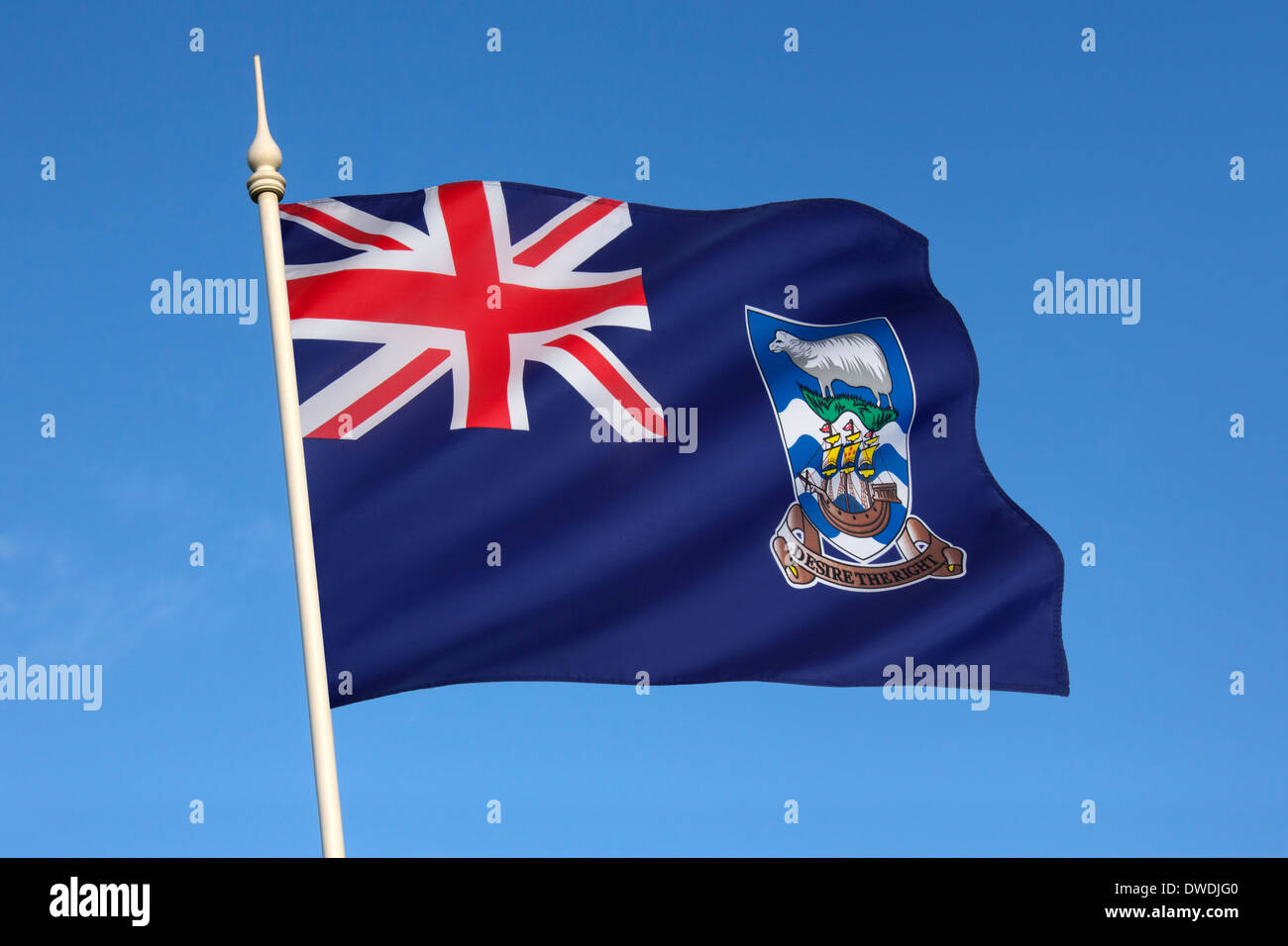 Flag of the Falkland Islands (Islas Malvinas) Stock Photo
