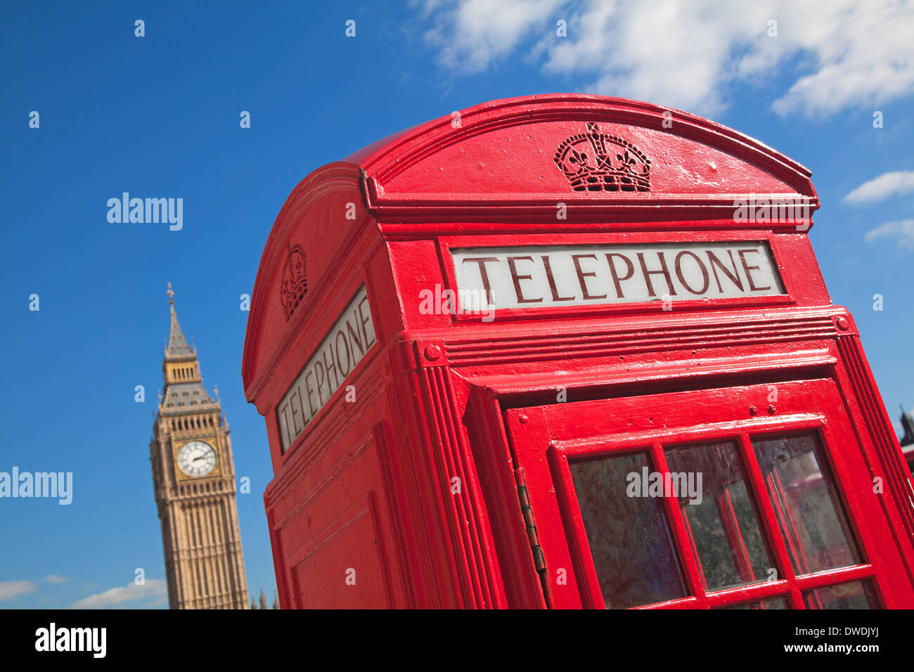 Red phone box in London UK Stock Photo