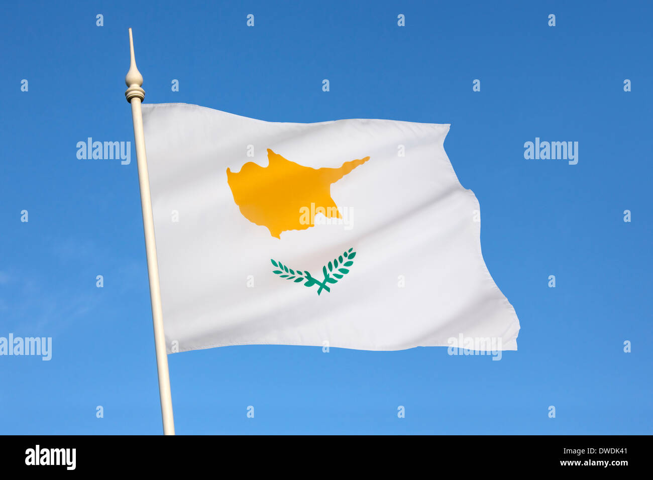 The national flag of Cyprus Stock Photo