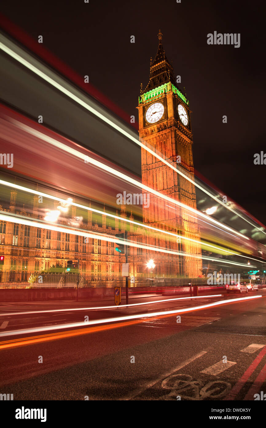 Big Ben at night, London, England Stock Photo