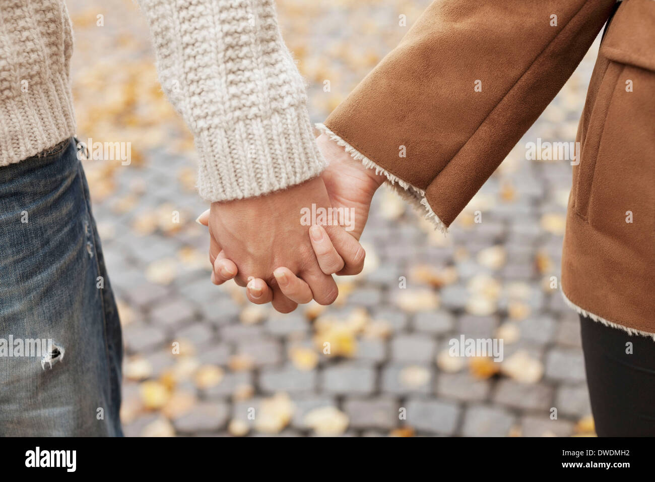 Couple holding hands during autumn Stock Photo - Alamy