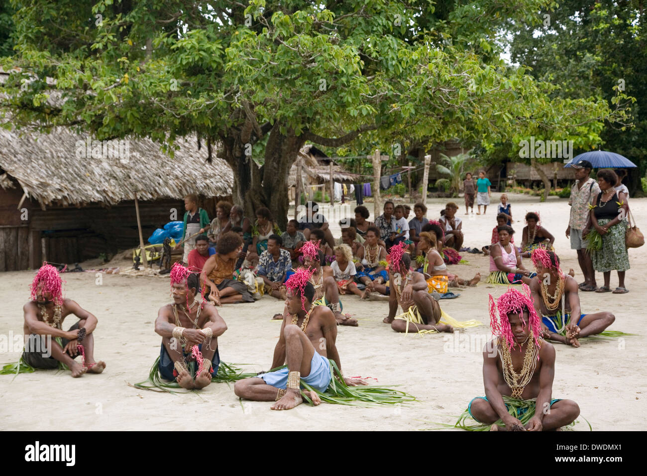 Youngsters of Nggela Island in traditional costumes perform dances, Solomon  Islands, South Pacific Stock Photo - Alamy
