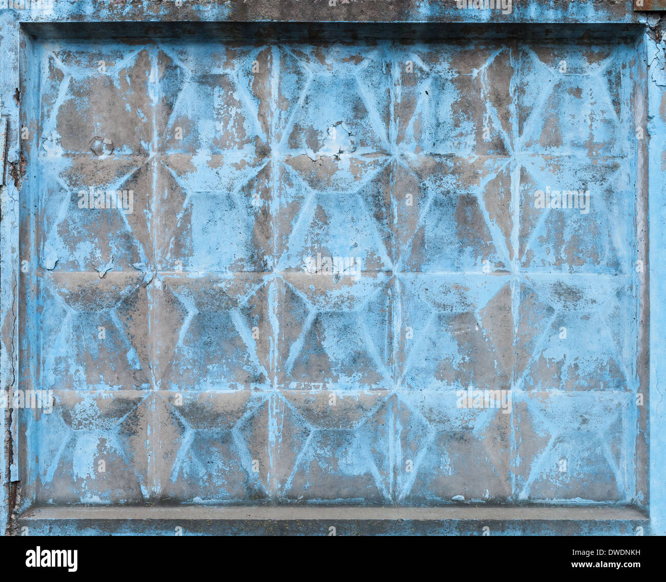 Abstract background photo texture with old blue concrete fence segment Stock Photo