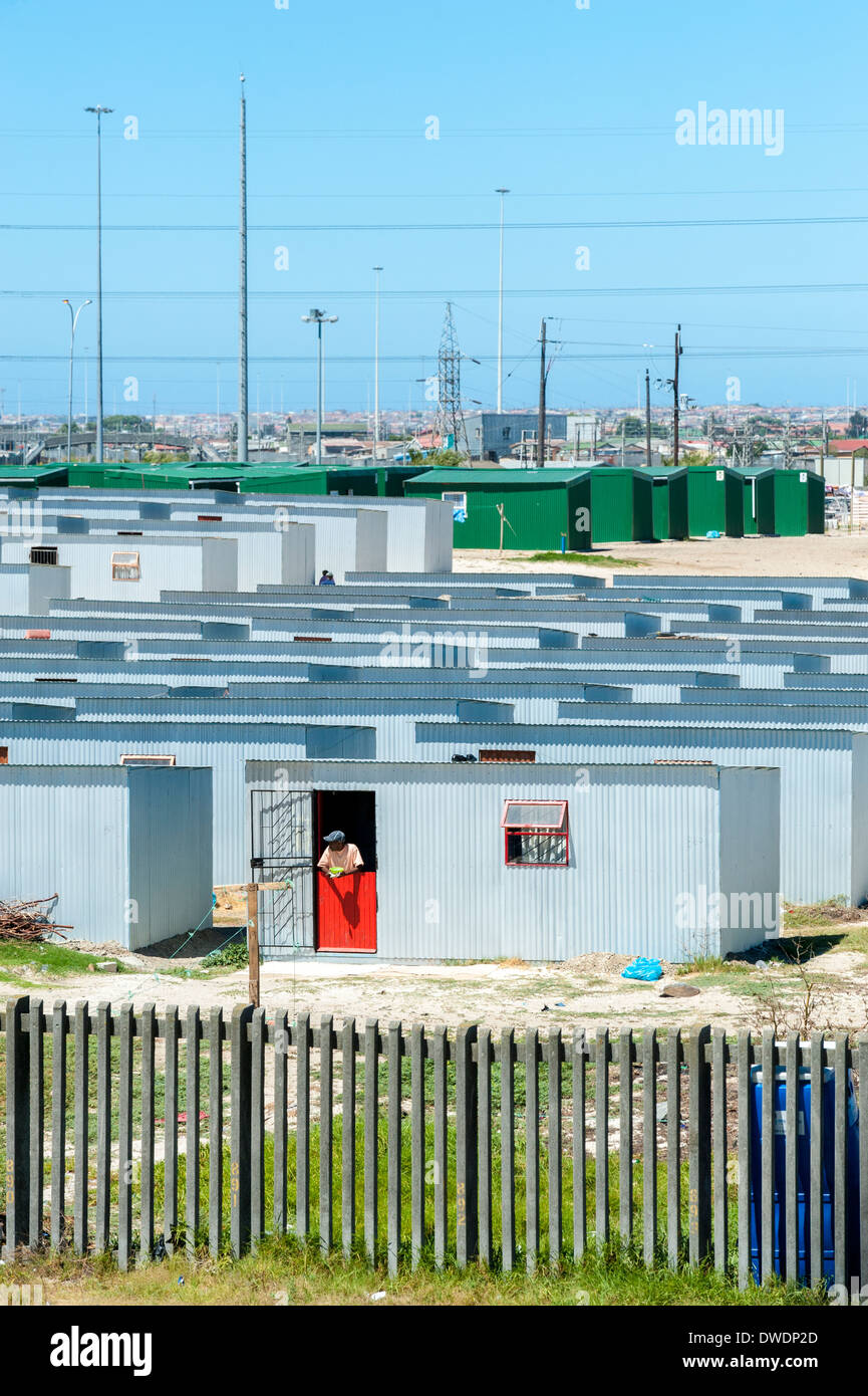 Housing scheme in the partially informal township of Khayelitsha, Western Cape, South Africa Stock Photo