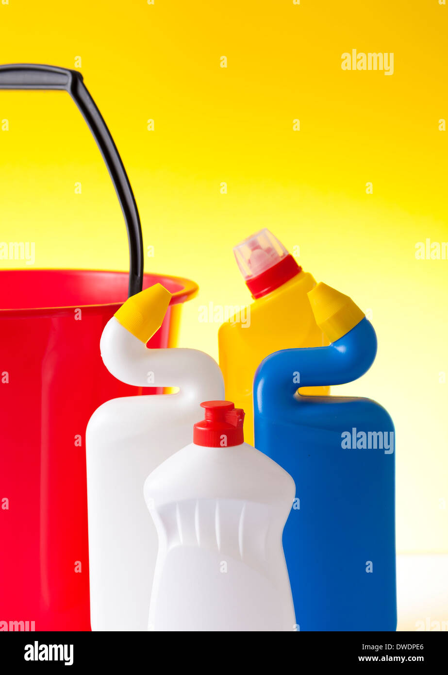 cleaning detergents and cleaning equipment Stock Photo Alamy