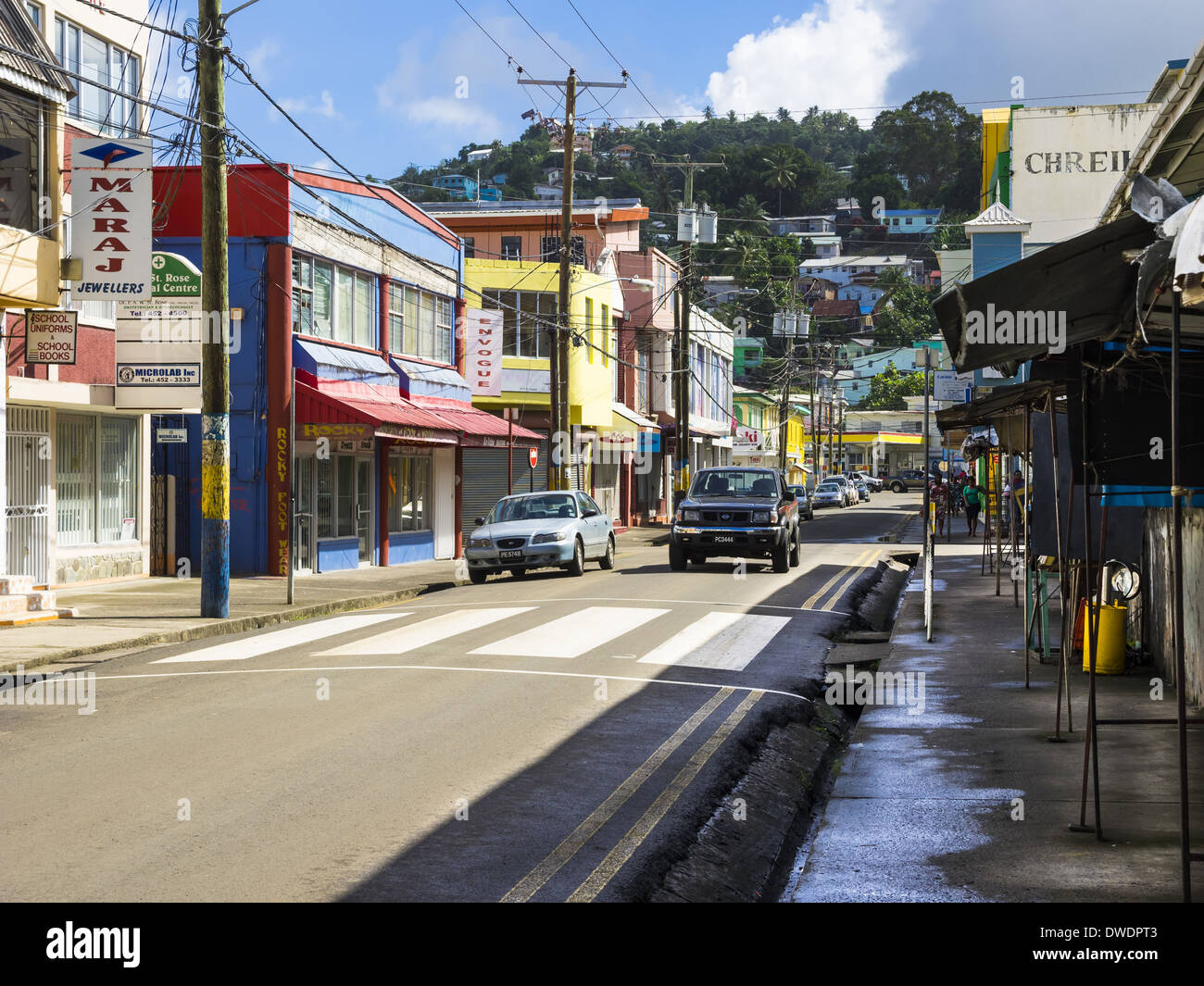 Caribbean, Lesser Antilles, Saint Lucia, Castries, shopping street