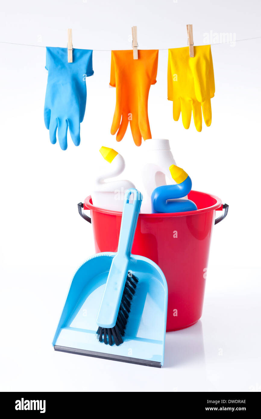 cleaning detergents and equipment Stock Photo Alamy