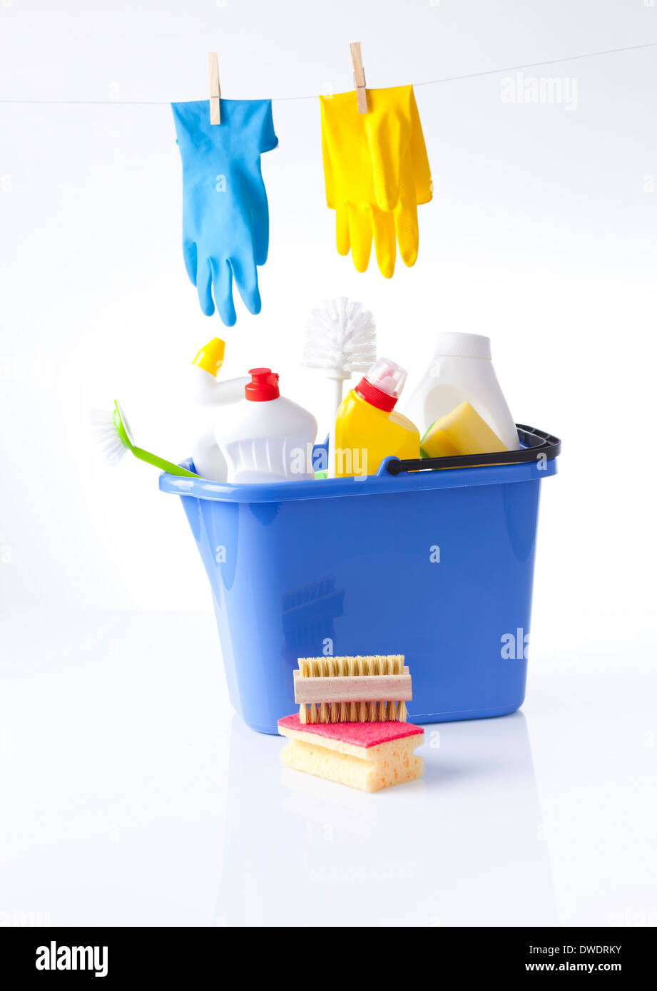 cleaning detergents and equipment Stock Photo Alamy