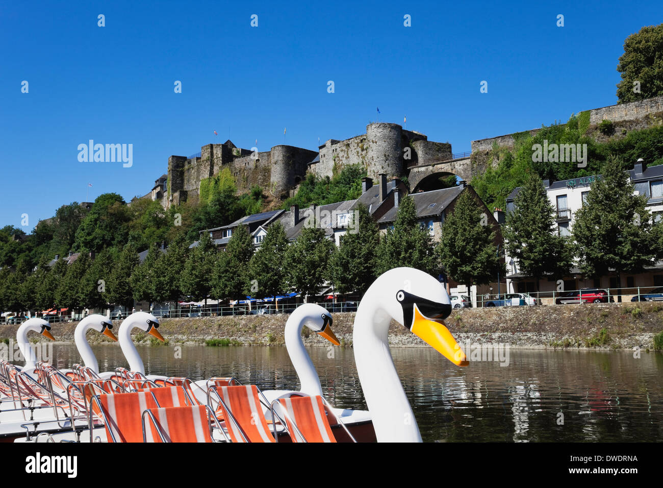 Belgium, Ardennes, Bouillon, Bouillon Castle above Semois River with