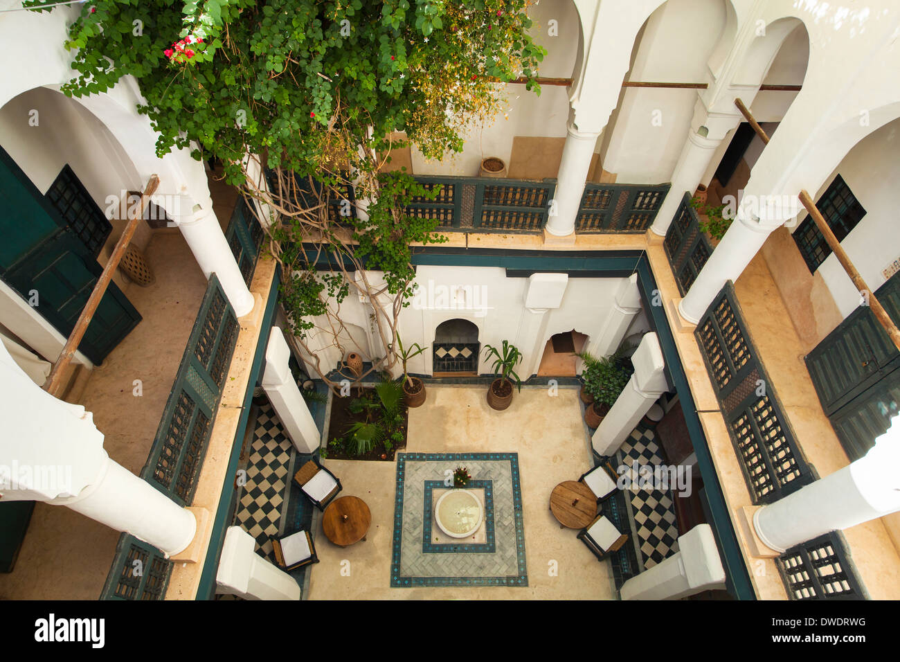 Morocco, Marrakech, interior of historic Riad renovated as a hotel ...