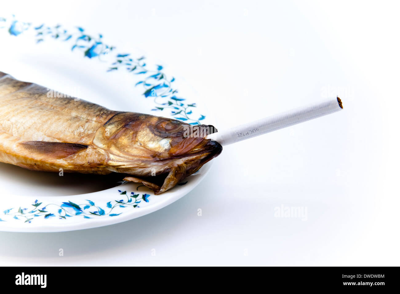 Smoked fish with cigarette Stock Photo Alamy
