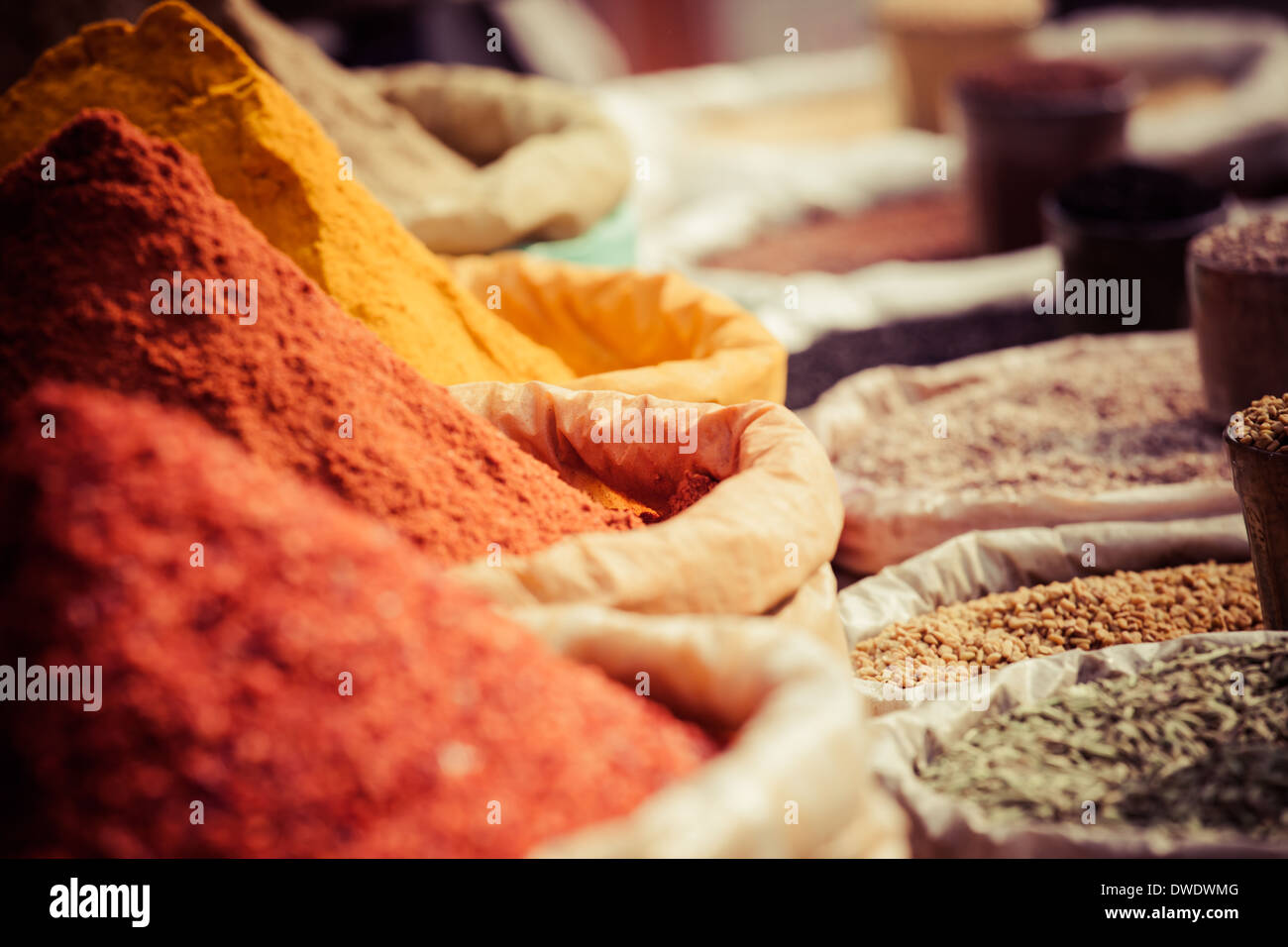 Traditional Spices Market In India Stock Photo Alamy