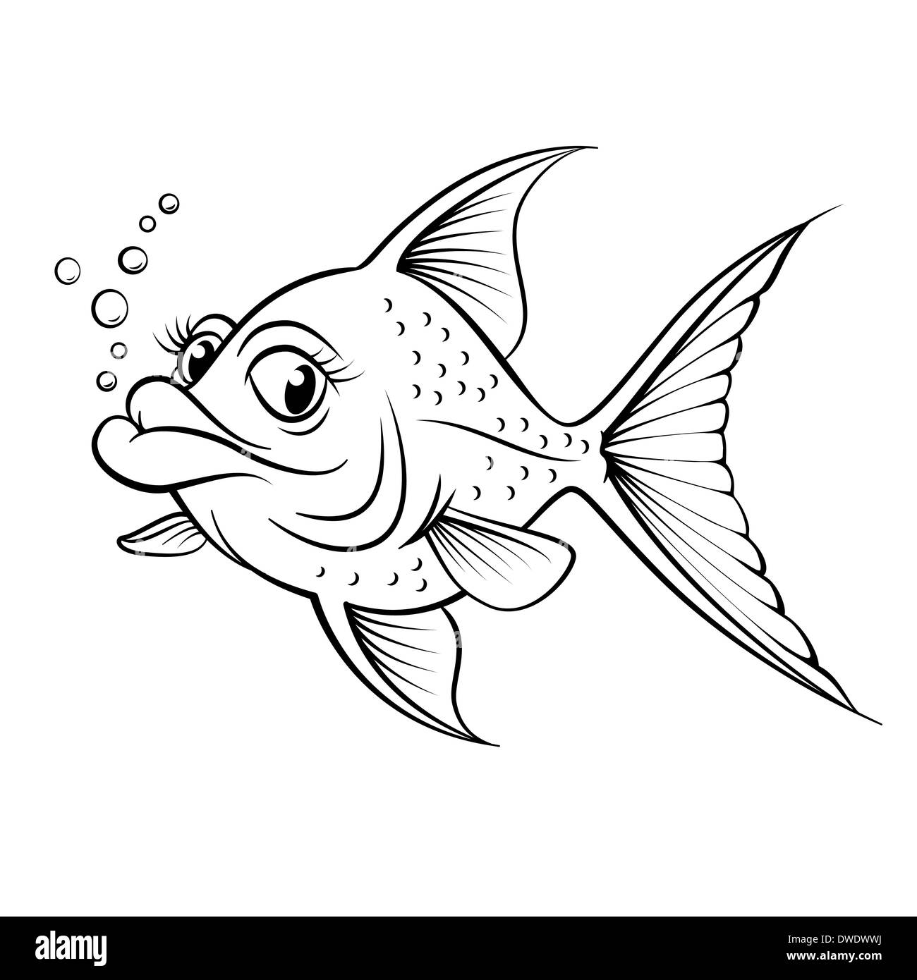Cartoon drawing fish. Illustration for design on white background Stock  Photo - Alamy