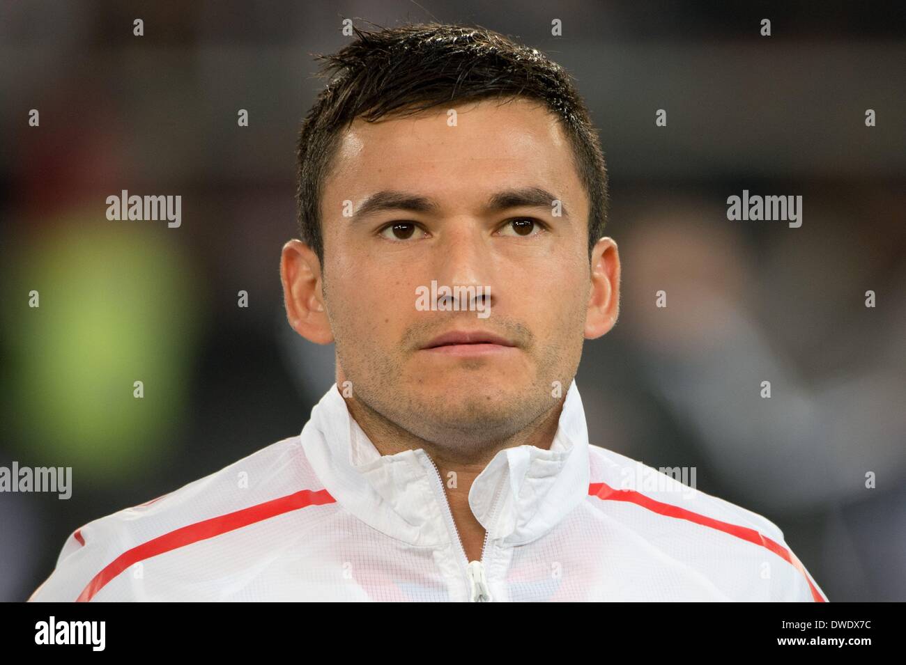 Stuttgart, Germany. 05th Mar, 2014. Chile's Charles Aranguiz stands on the pitch before the international friendly match between Germany and Chile at Mercedes-Benz-Arena in Stuttgart, Germany, 05 March 2014. Photo: Sebastian Kahnert/dpa/Alamy Live News Stock Photo