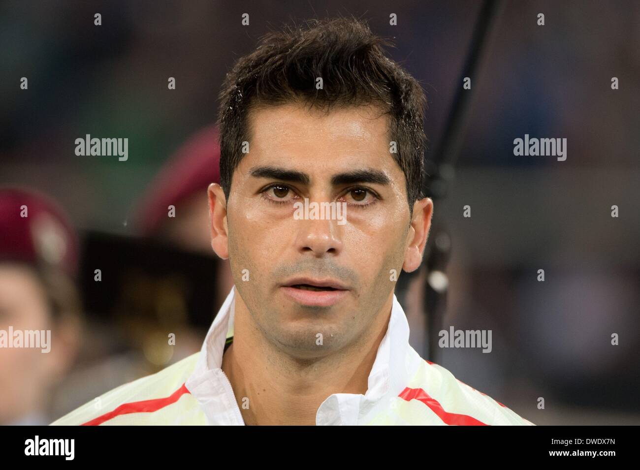 Stuttgart, Germany. 05th Mar, 2014. Chile's goalkeeper Johnny Herrera stands on the pitch before the international friendly match between Germany and Chile at Mercedes-Benz-Arena in Stuttgart, Germany, 05 March 2014. Photo: Sebastian Kahnert/dpa/Alamy Live News Stock Photo