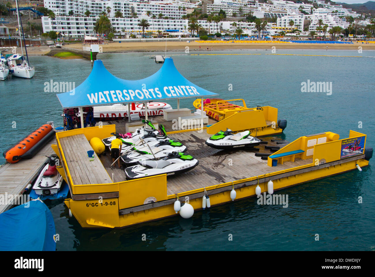 Watersports center, Puerto the port, Puerto Rico, Gran Canaria island, the Canary Islands, Spain, Europe Stock Photo