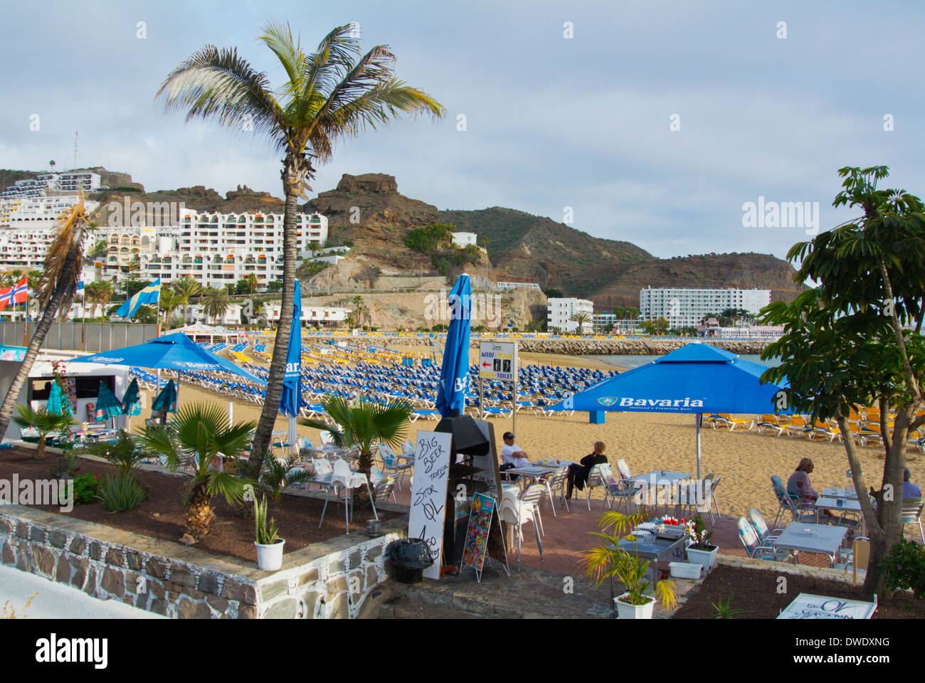 Restaurant at beach, Puerto Rico, Gran Canaria island, the Canary