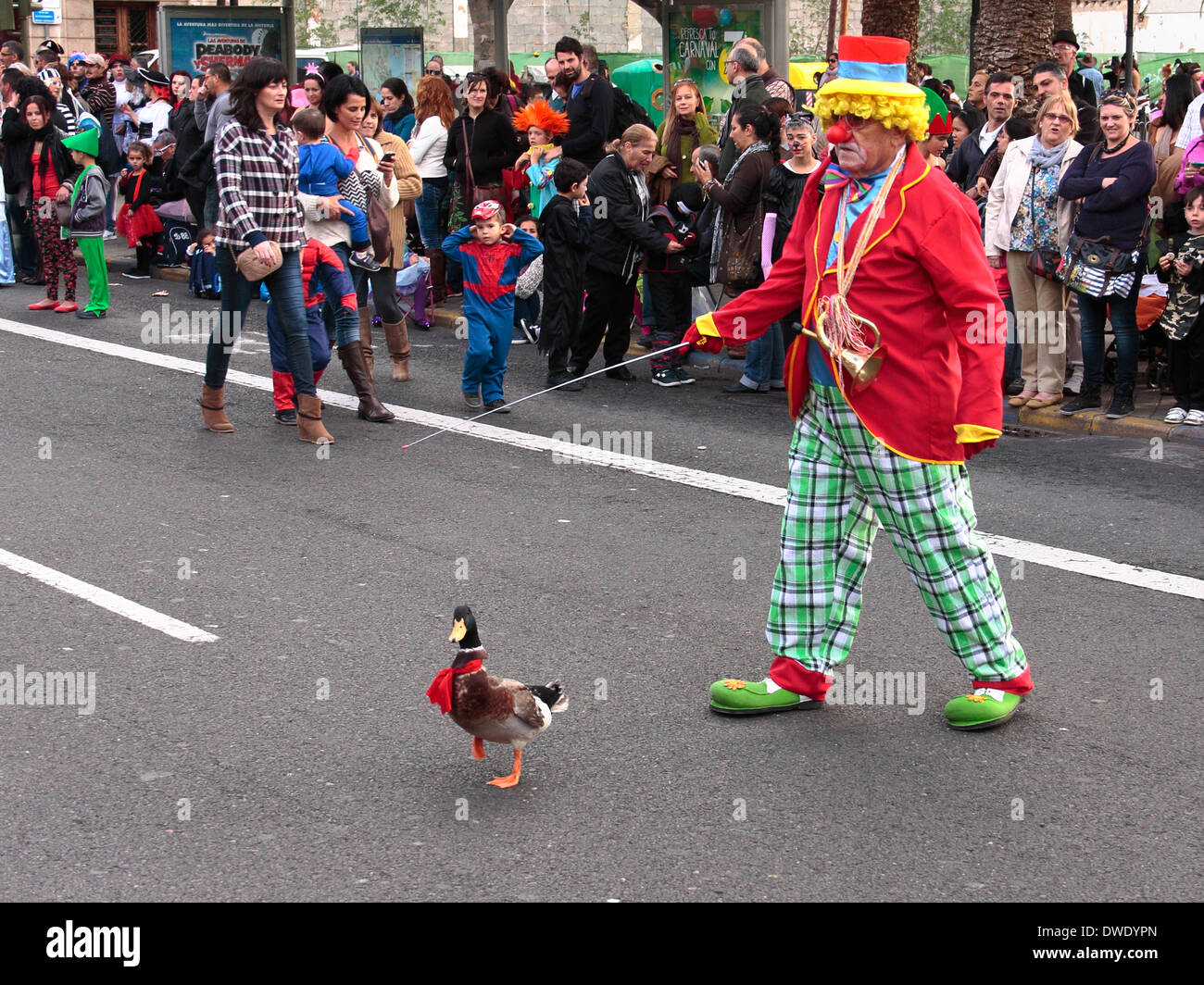 Everyone participates in a Spanish carnival procession, even the