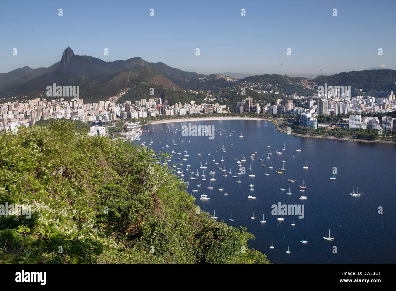 View from Sugar Loaf Mountain to Botafogo, Rio de Janeiro, BRA Stock Photo