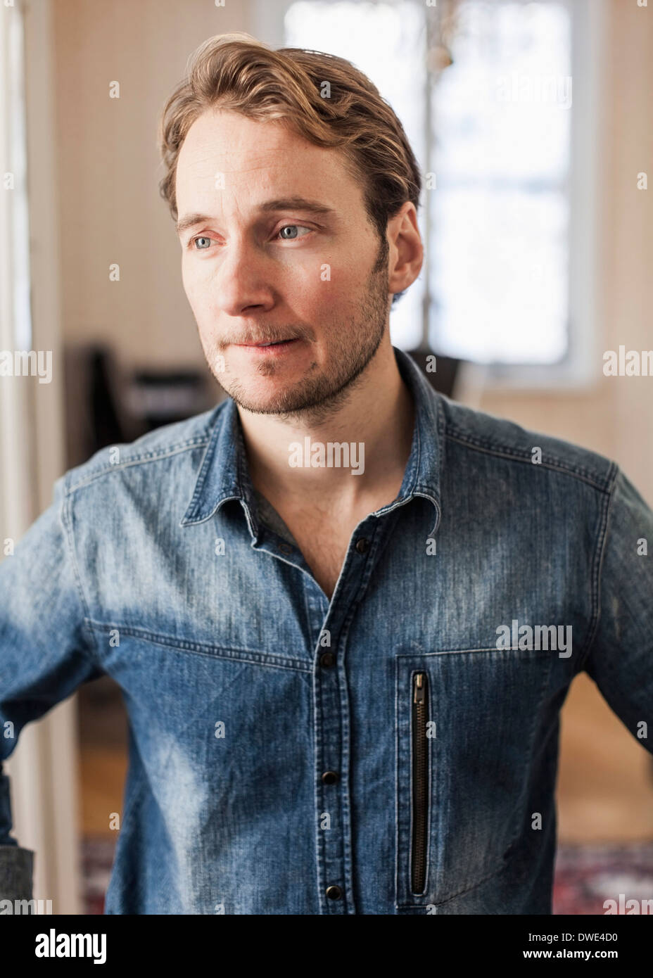 Thoughtful man looking away Stock Photo