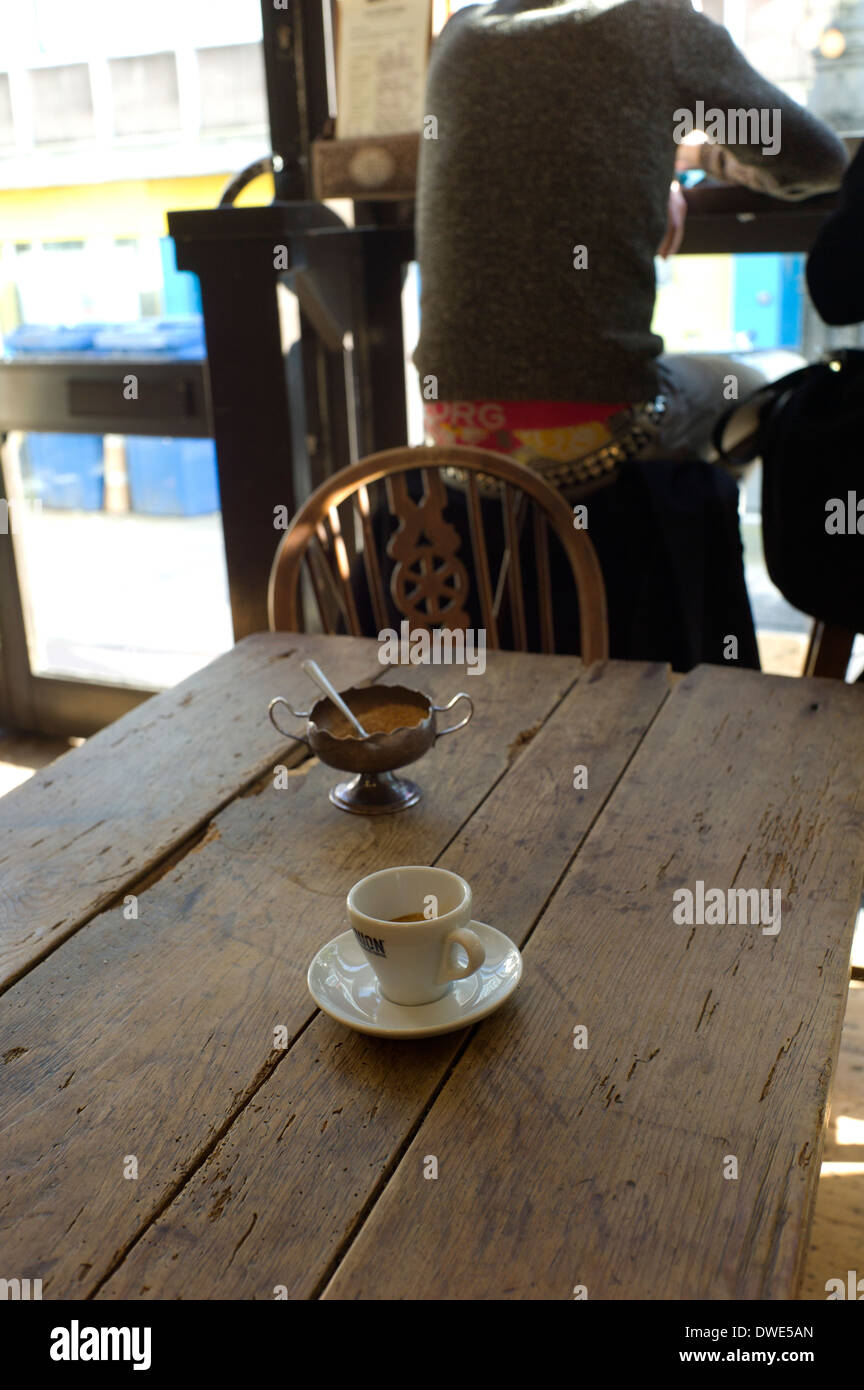 Espresso coffee on table in coffee shop Stock Photo Alamy