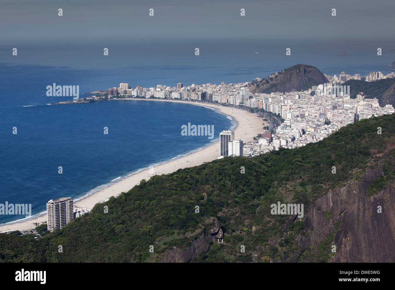 View from Sugar Loaf Mountain to Copacabana, Rio de Janeiro, Stock Photo