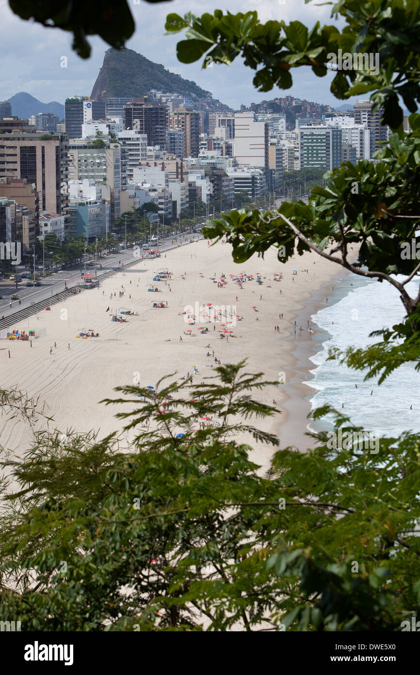 View of Rio de Janeiro from Parque dois Irmaos to the beaches of Ipanema und Leblon vom Parque dois Irmaos, Stock Photo